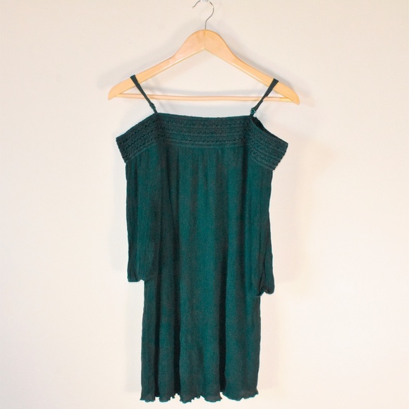 GREEN OFF SHOULDER MINI DRESS | SIZE M - Picture 1 of 4